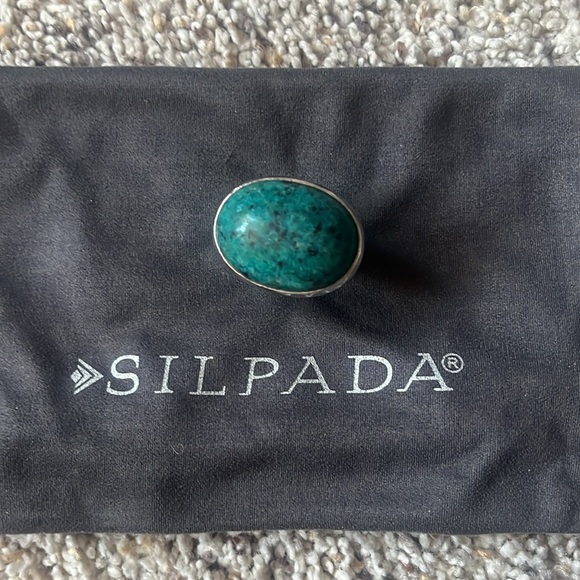 Jade stone ring sz 8 - Picture 2 of 4
